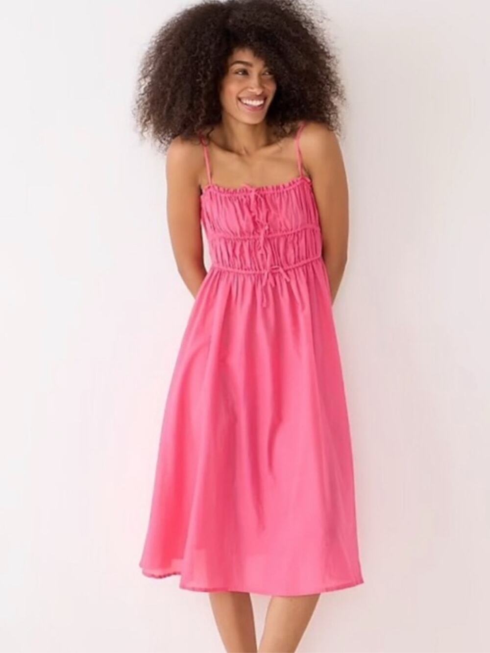 NWT New J. Crew Tie-Front Voile Cover-Up Midi Dress Size M